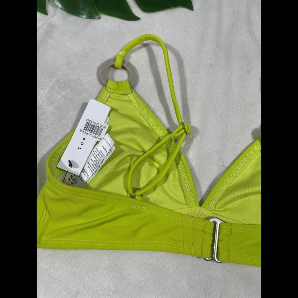 NWT $30 TOPSHOP‎ Ring Detail Triangle Bikini Top In Lime Green [SZ 6 US ]